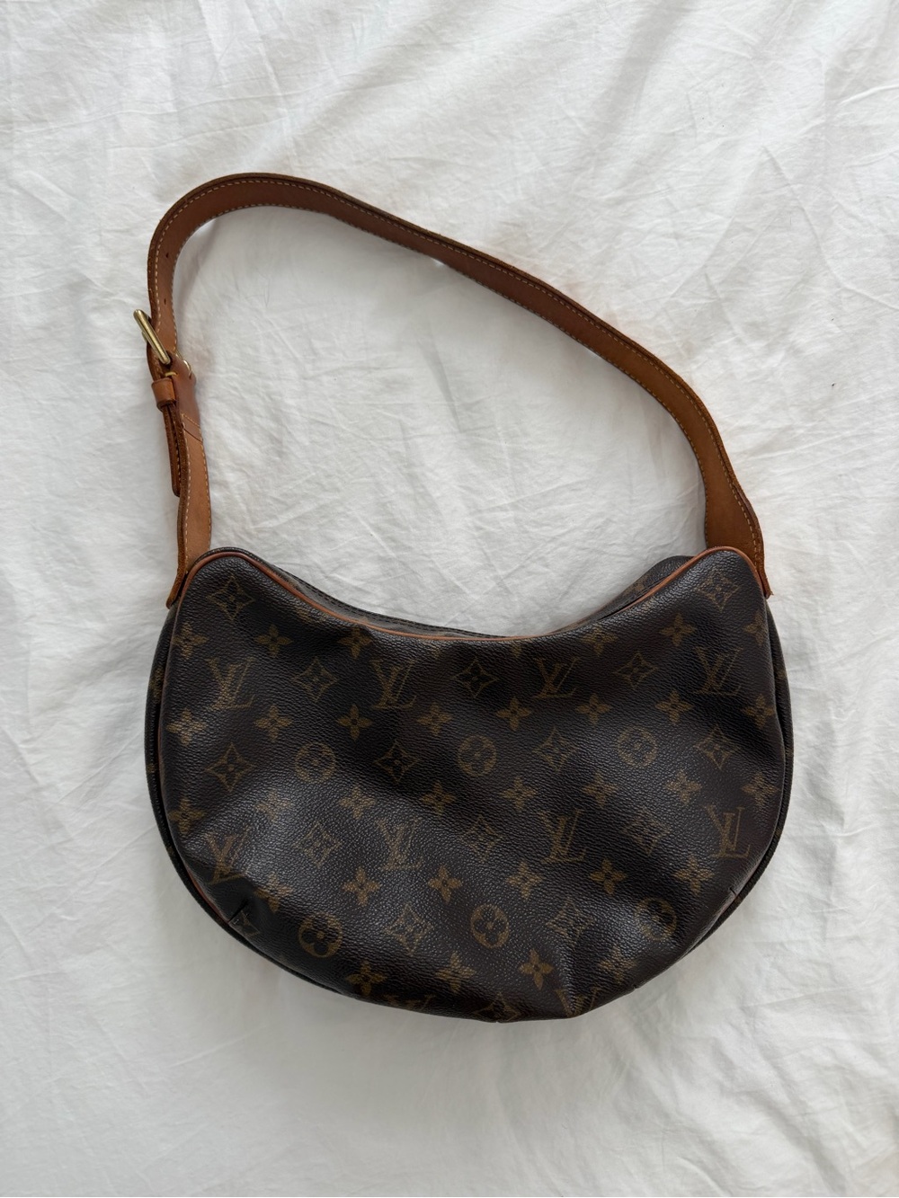 Louis Vuitton Monogram Crescent Shoulder Bag in Monogram Brown with Tan Strap